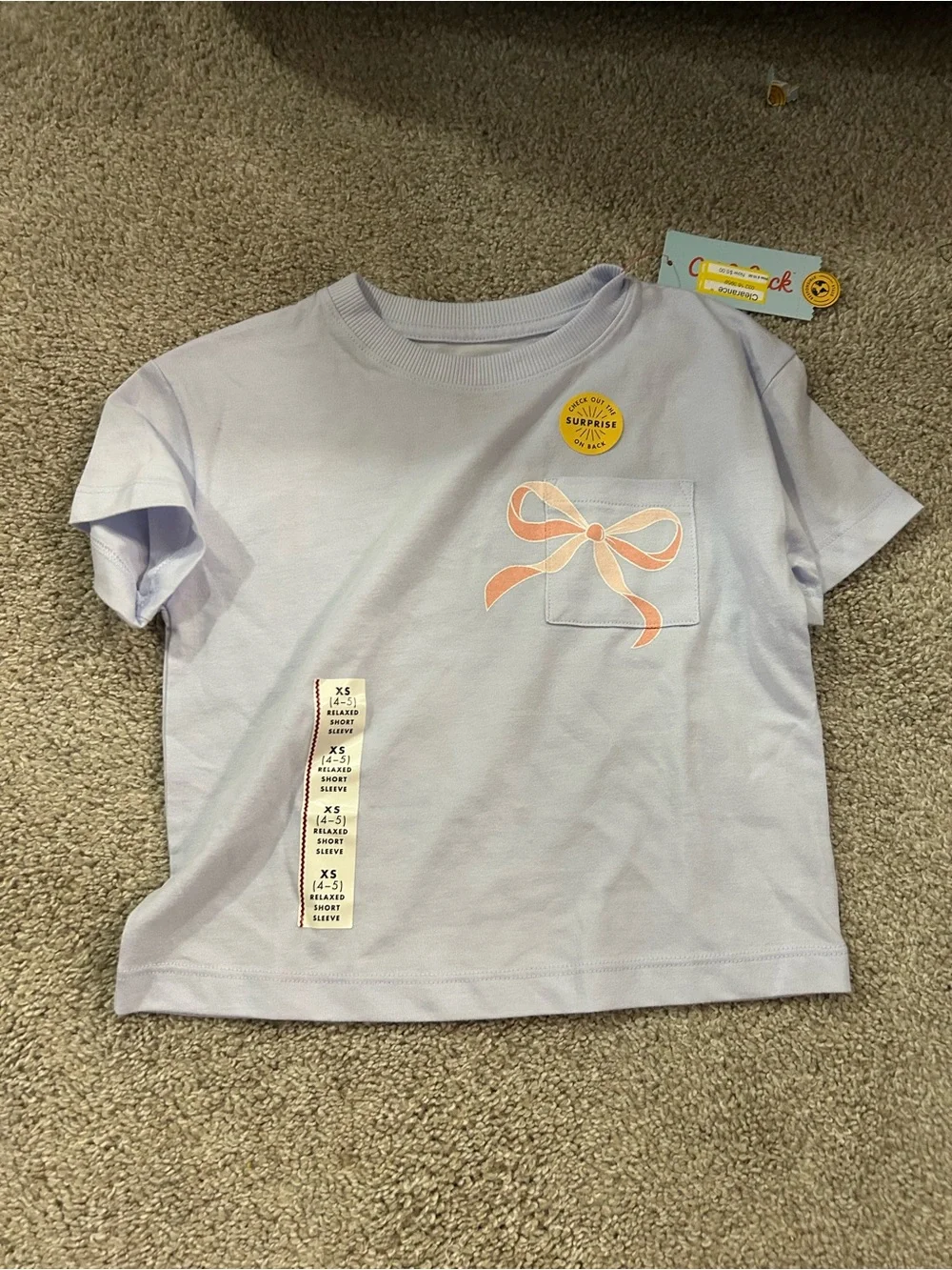 Cat & Jack Purple Bow Graphic T-Shirt NWT